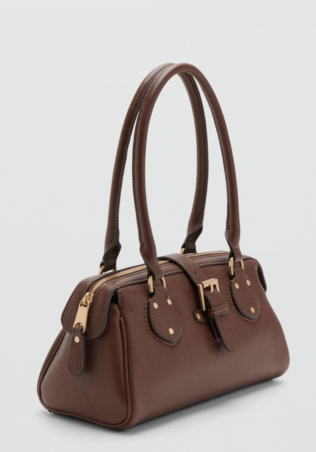 Buckle Bowling Bag - Brown