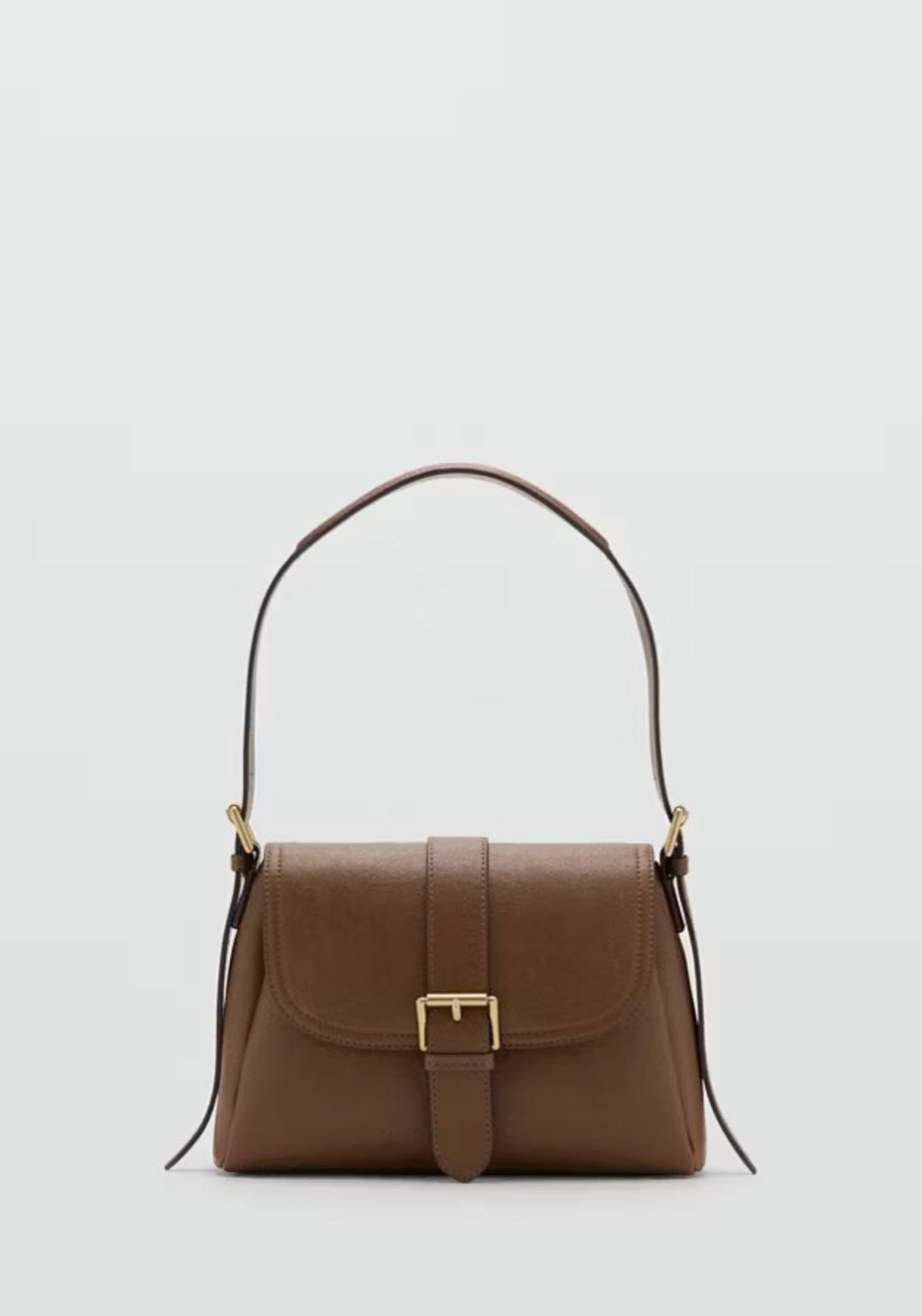 Shoulder Bag With Buckle - Brown