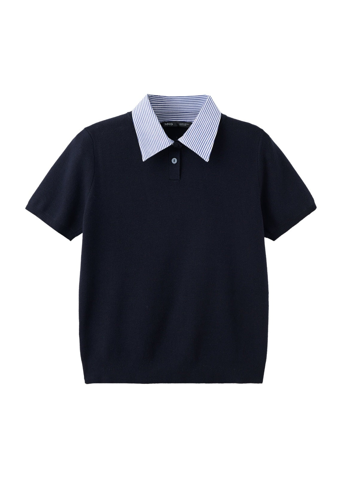 Mango Sporty Striped Polo Neck Sweater - Blue 10 Shaws Department Stores