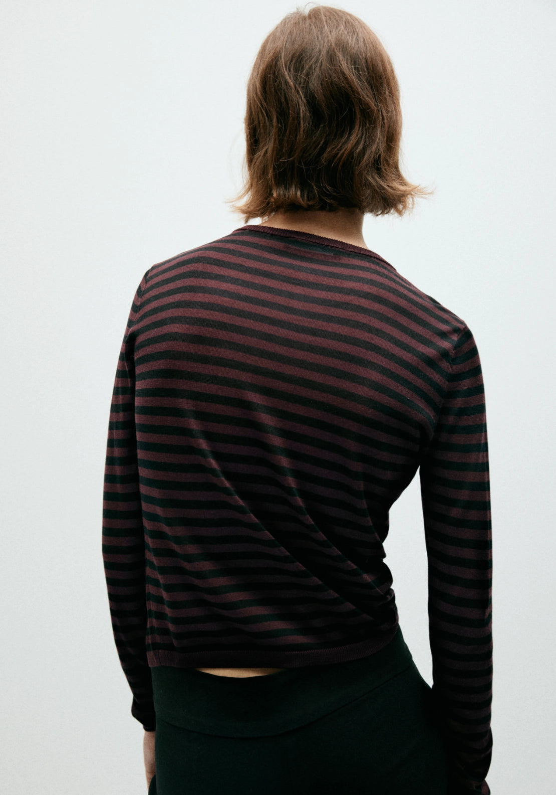 Striped Lyocell Top - Burgundy