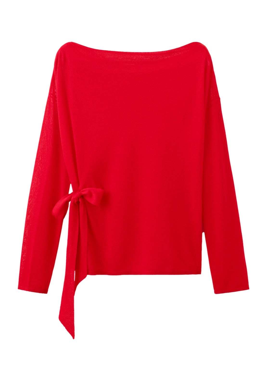 Fine Knit Bow Sweater - Red