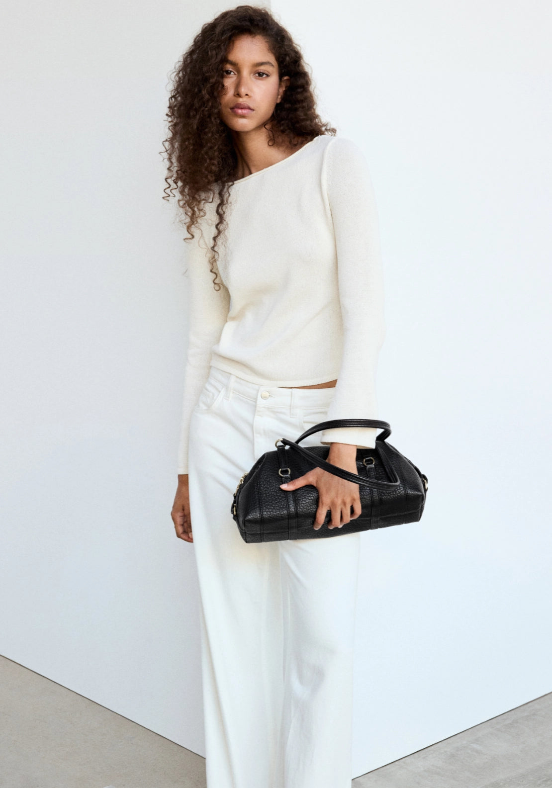 Boat Neck Knitted Sweater - Cream