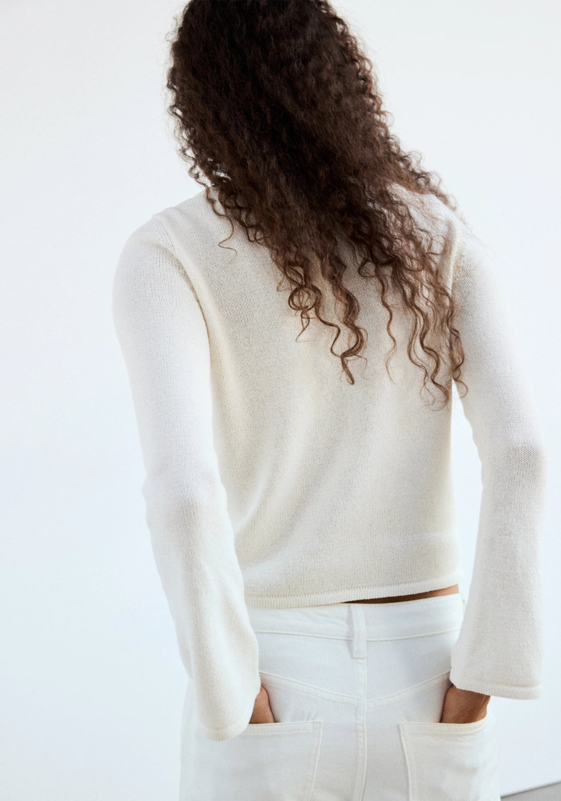 Boat Neck Knitted Sweater - Cream