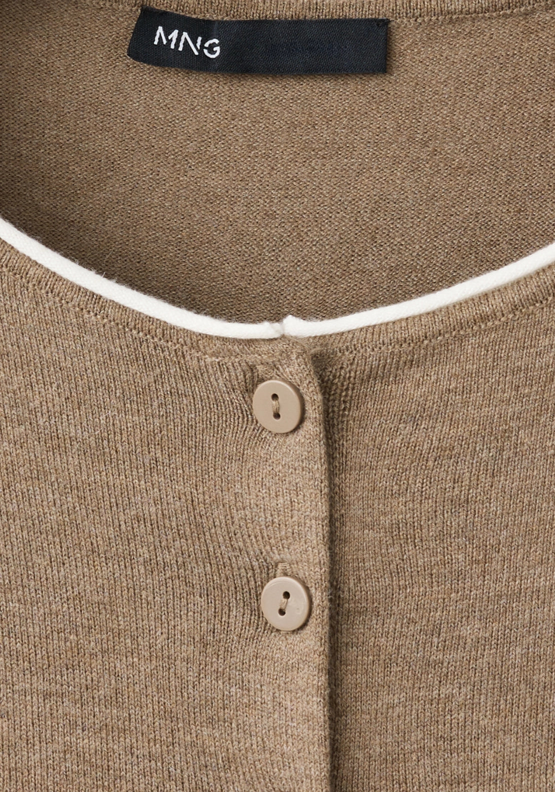 Knit Cardigan With Contrasting Trims - Brown