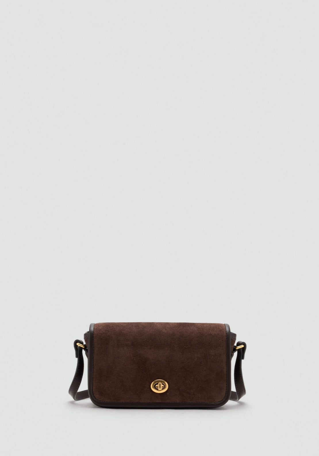 Leather & Cotton Crossbody Bag - Brown