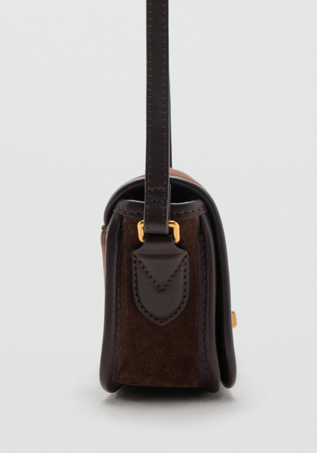 Leather & Cotton Crossbody Bag - Brown