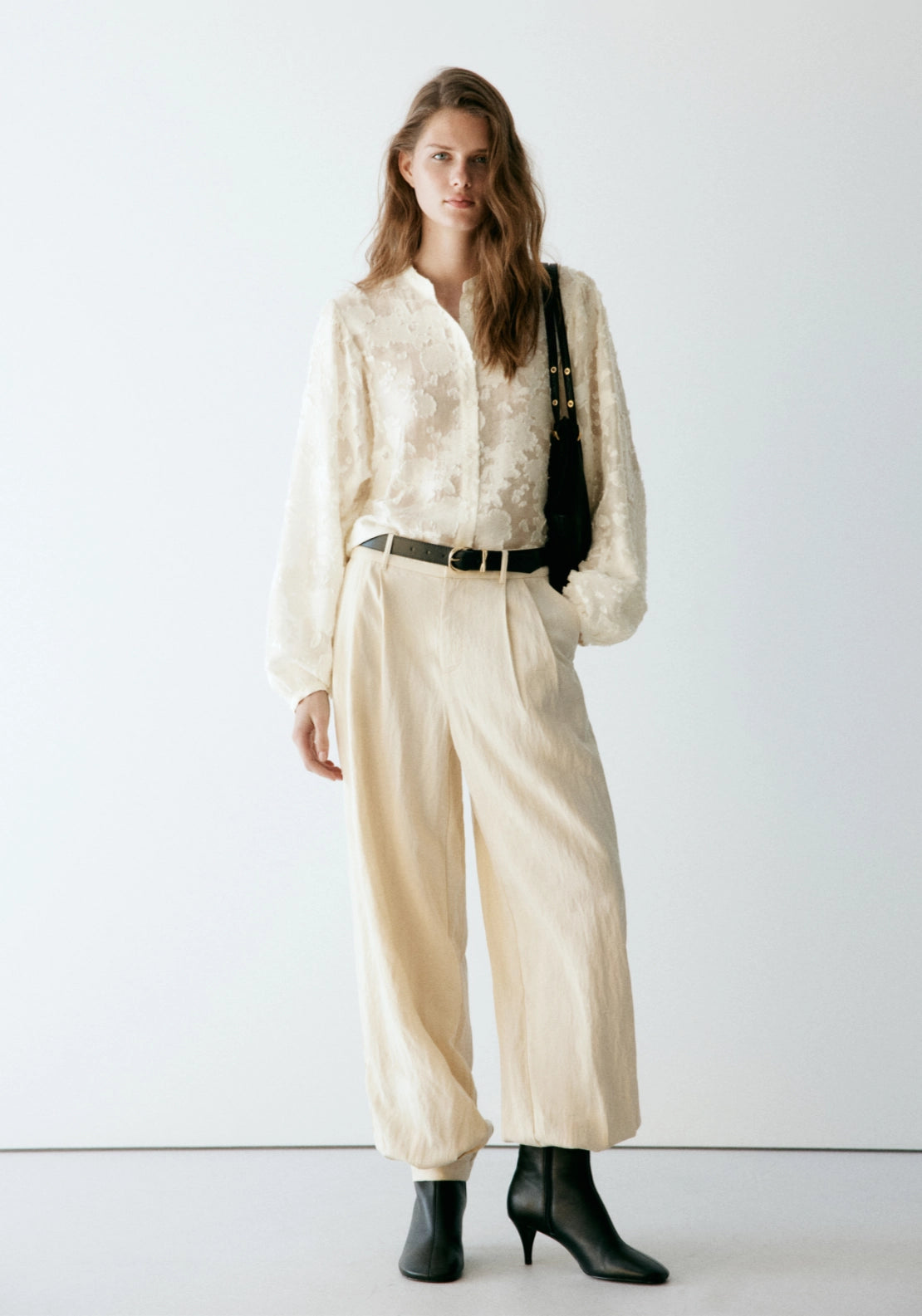 Lyocell Blouse With Embroidered Details - Cream