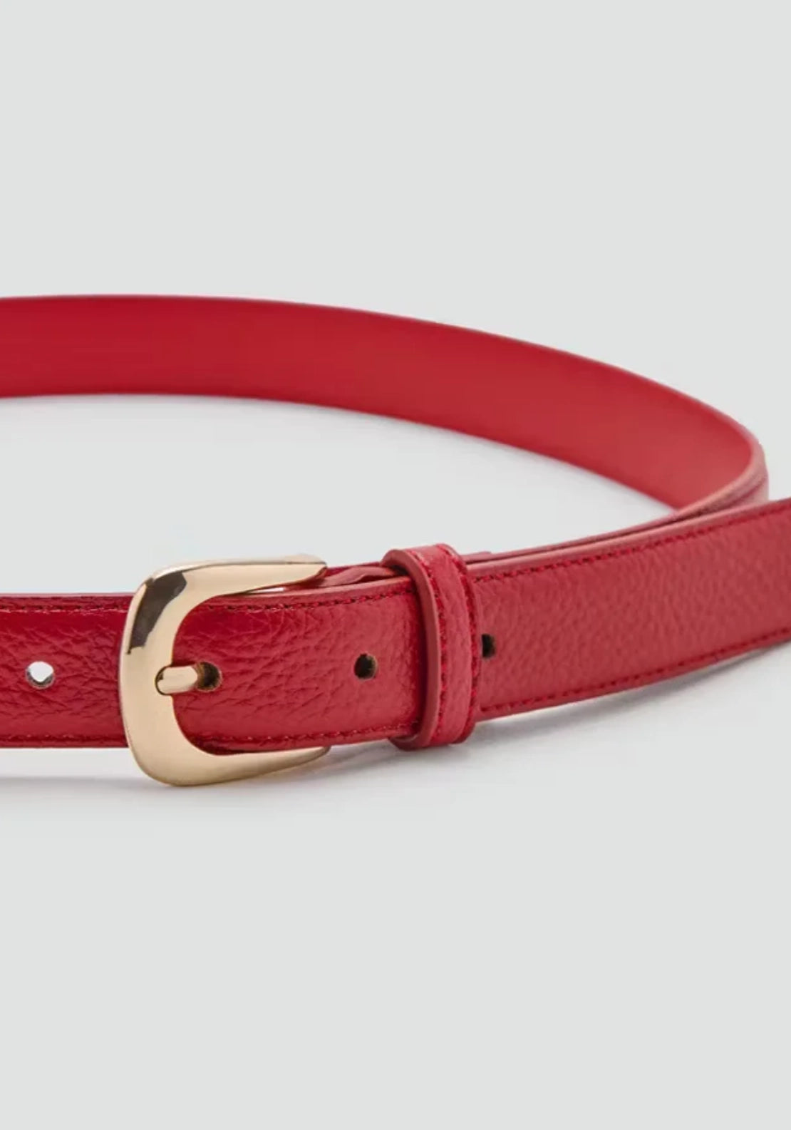 Narrow Belt With Embossed Effect - Red