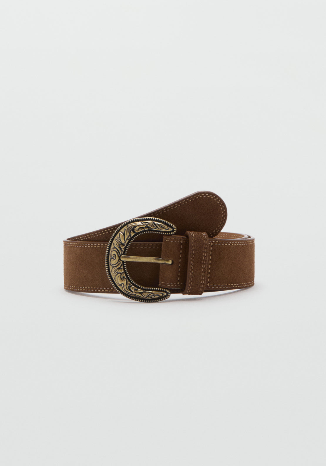 Suede Effect Belt - Brown