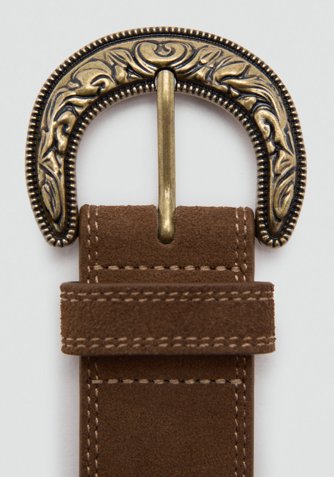 Suede Effect Belt - Brown