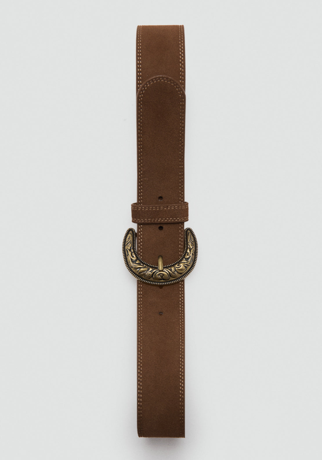 Suede Effect Belt - Brown
