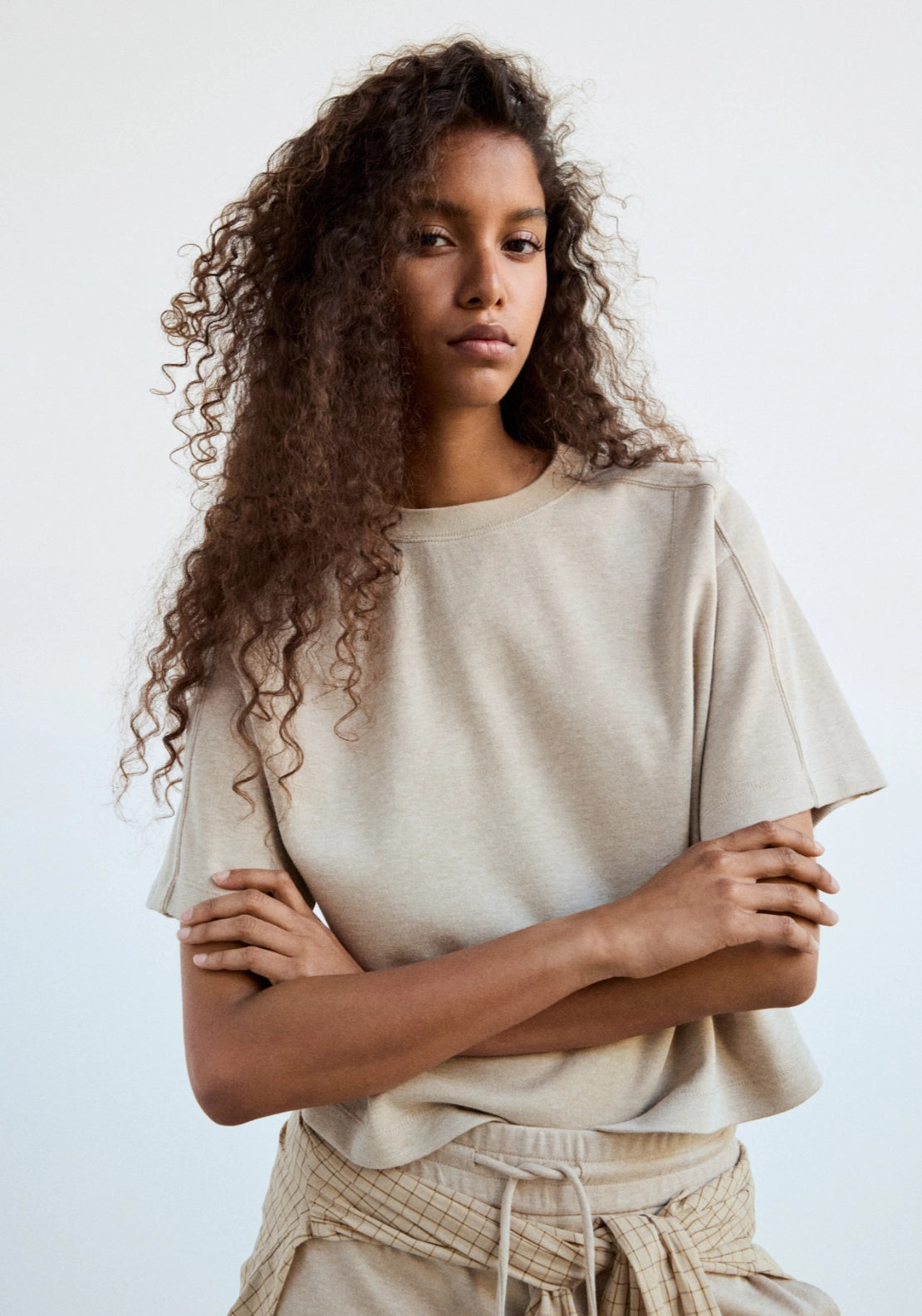 T-Shirt With Seam Detail - Beige