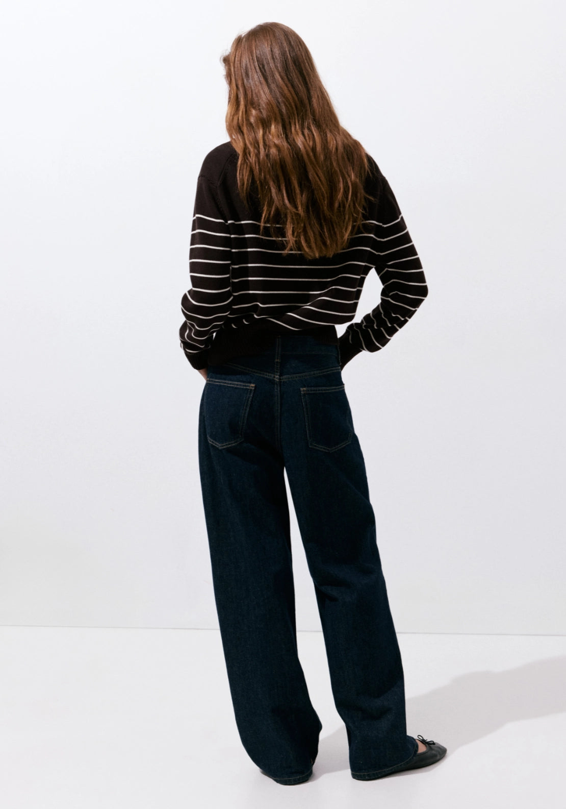 Striped Sweater With Zip - Brown
