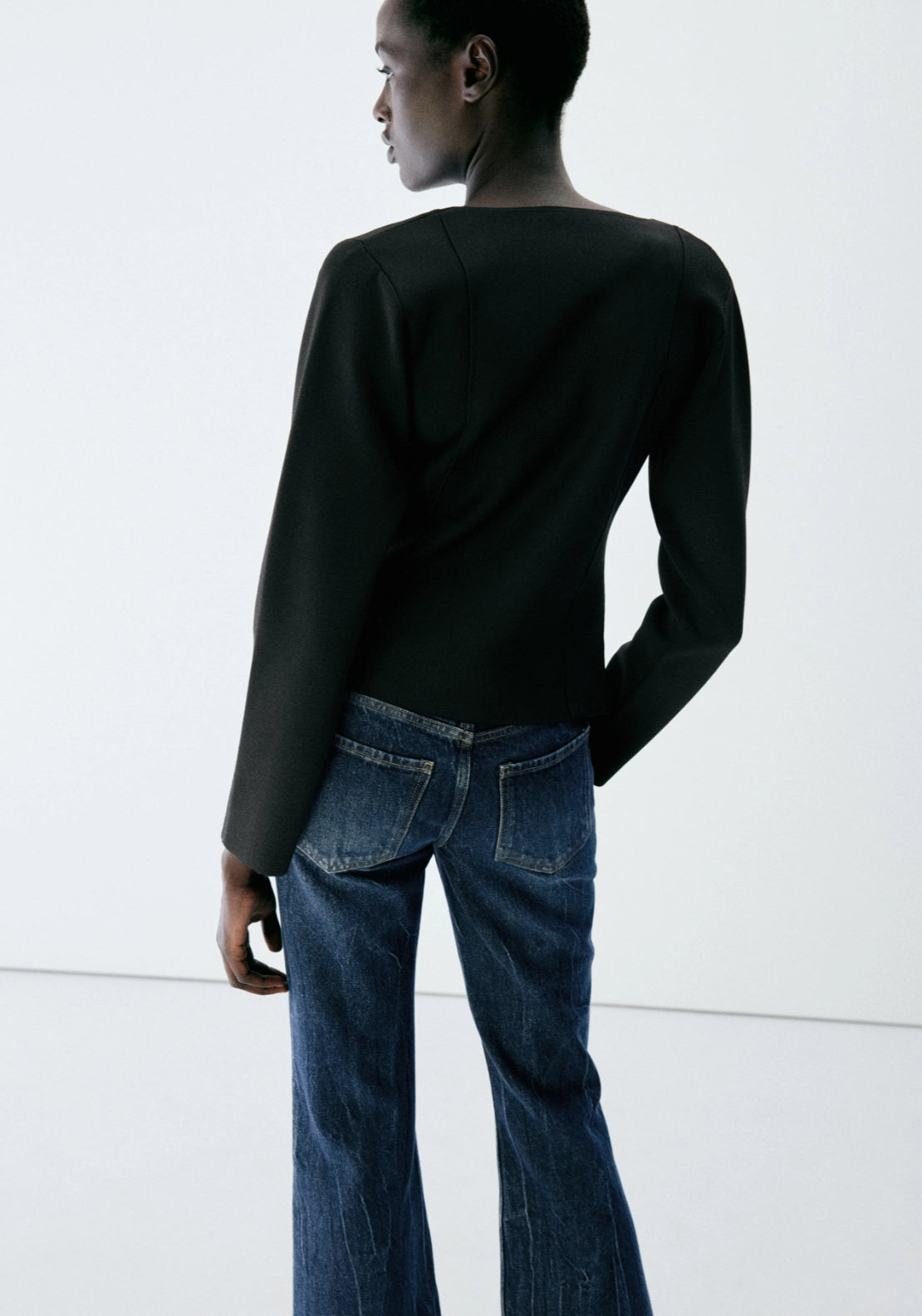 Knitted Jacket With Jewel Buttons - Black