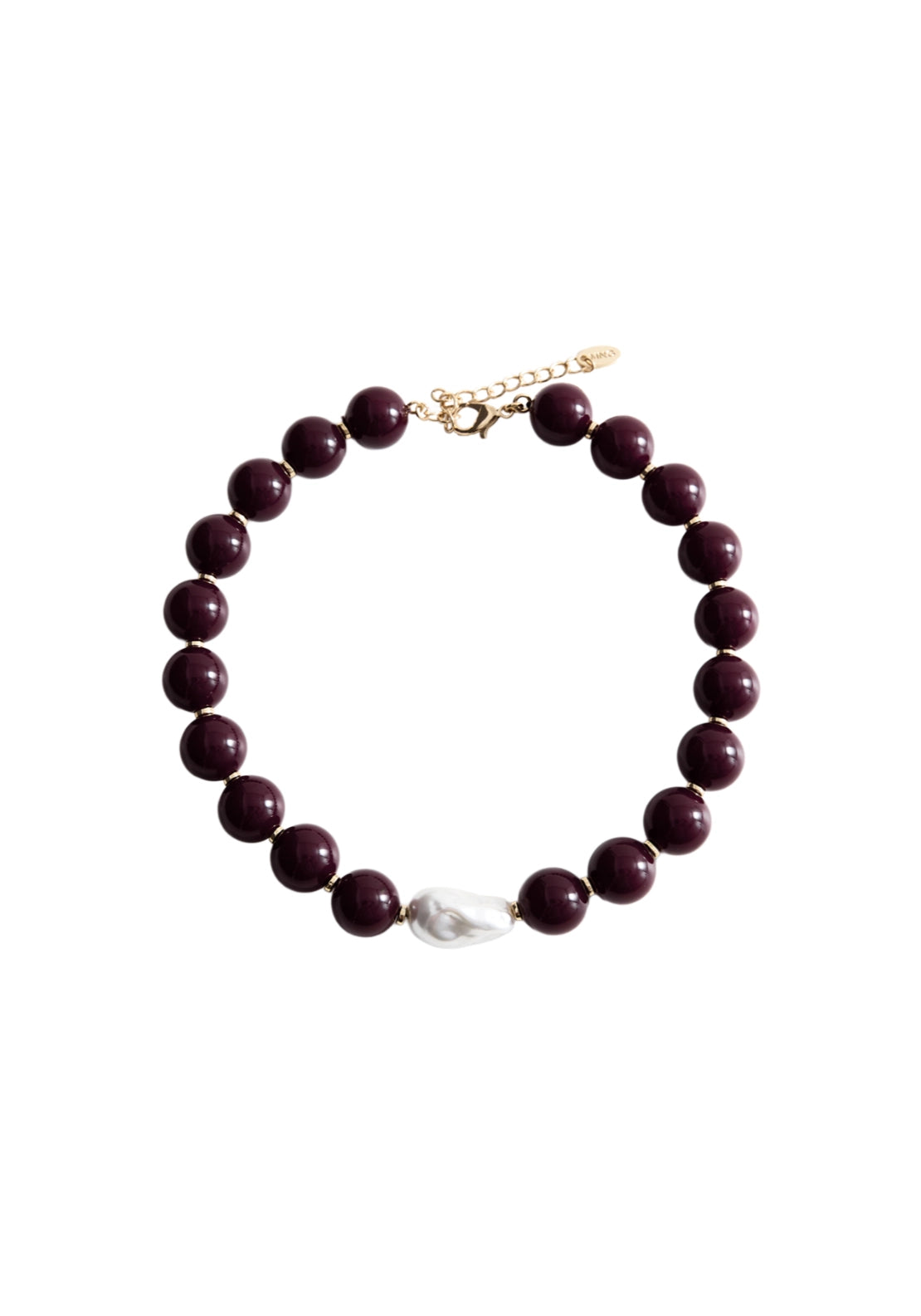 Necklace With Pearl Detail - Brown