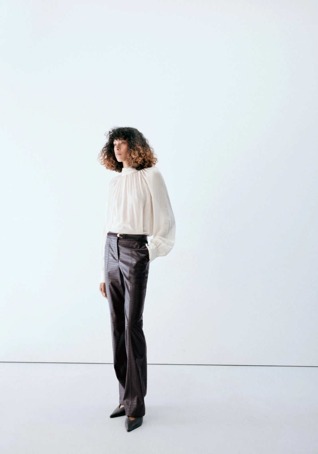 Crocodile Effect Trousers - Brown
