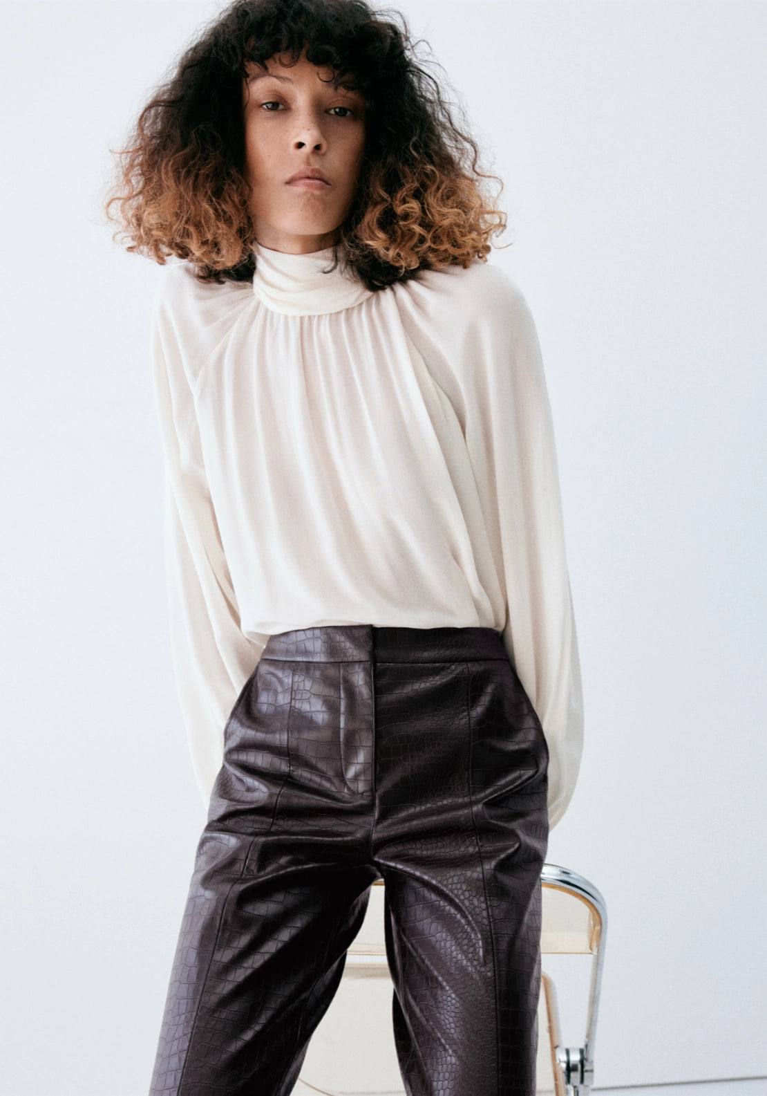 Crocodile Effect Trousers - Brown
