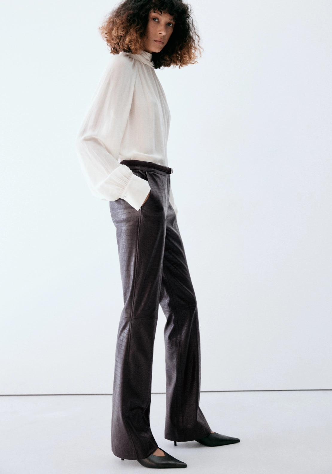 Crocodile Effect Trousers - Brown