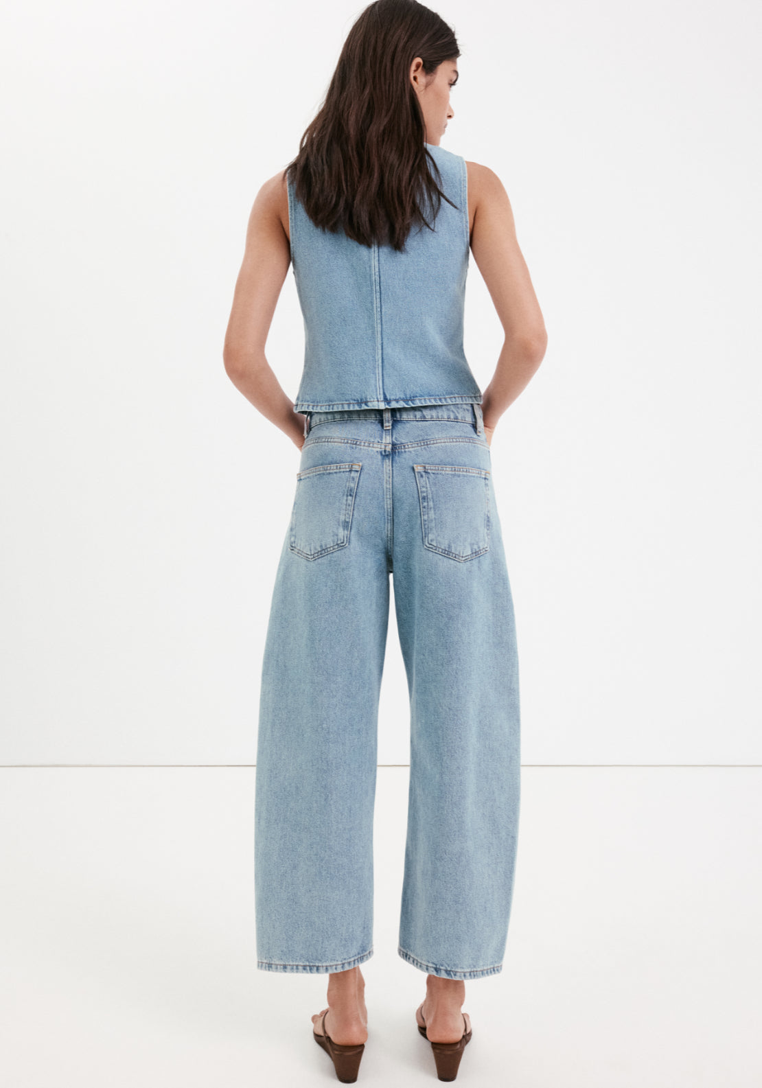 Cotton Balloon Crop Jeans - Denim Blue