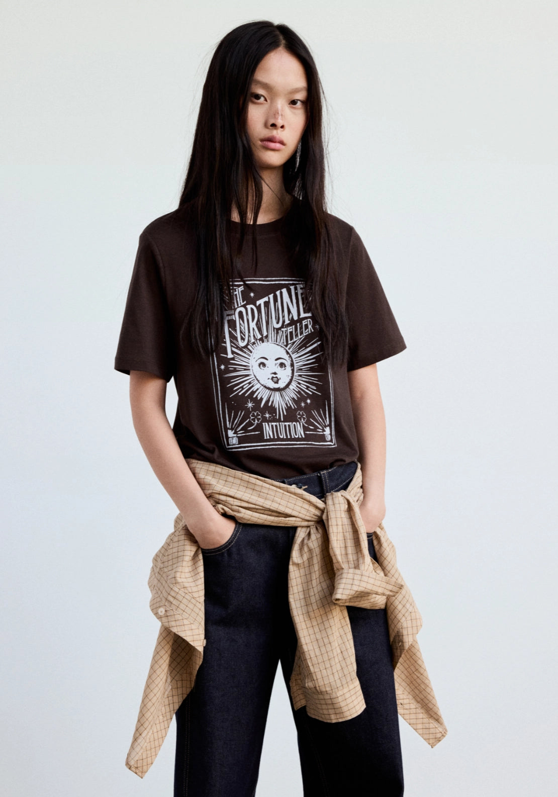 Printed Cotton T-Shirt - Brown