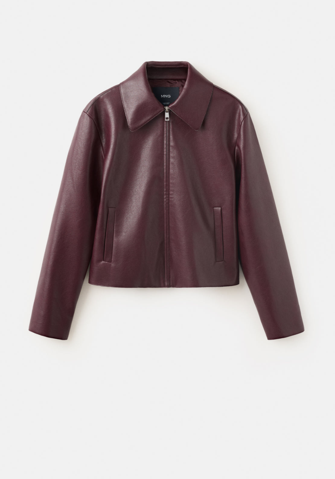 Jacket With Pockets Faux Leather - Black