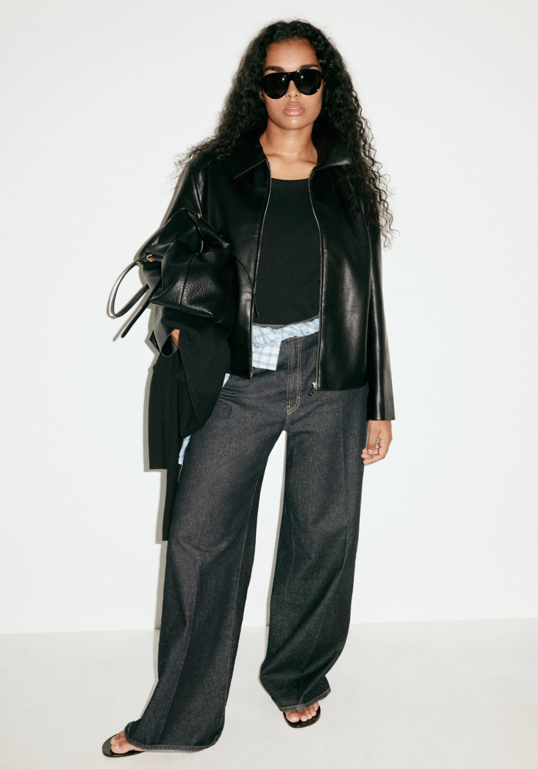 Sabina Jacket With Pockets Faux Leathers - Black