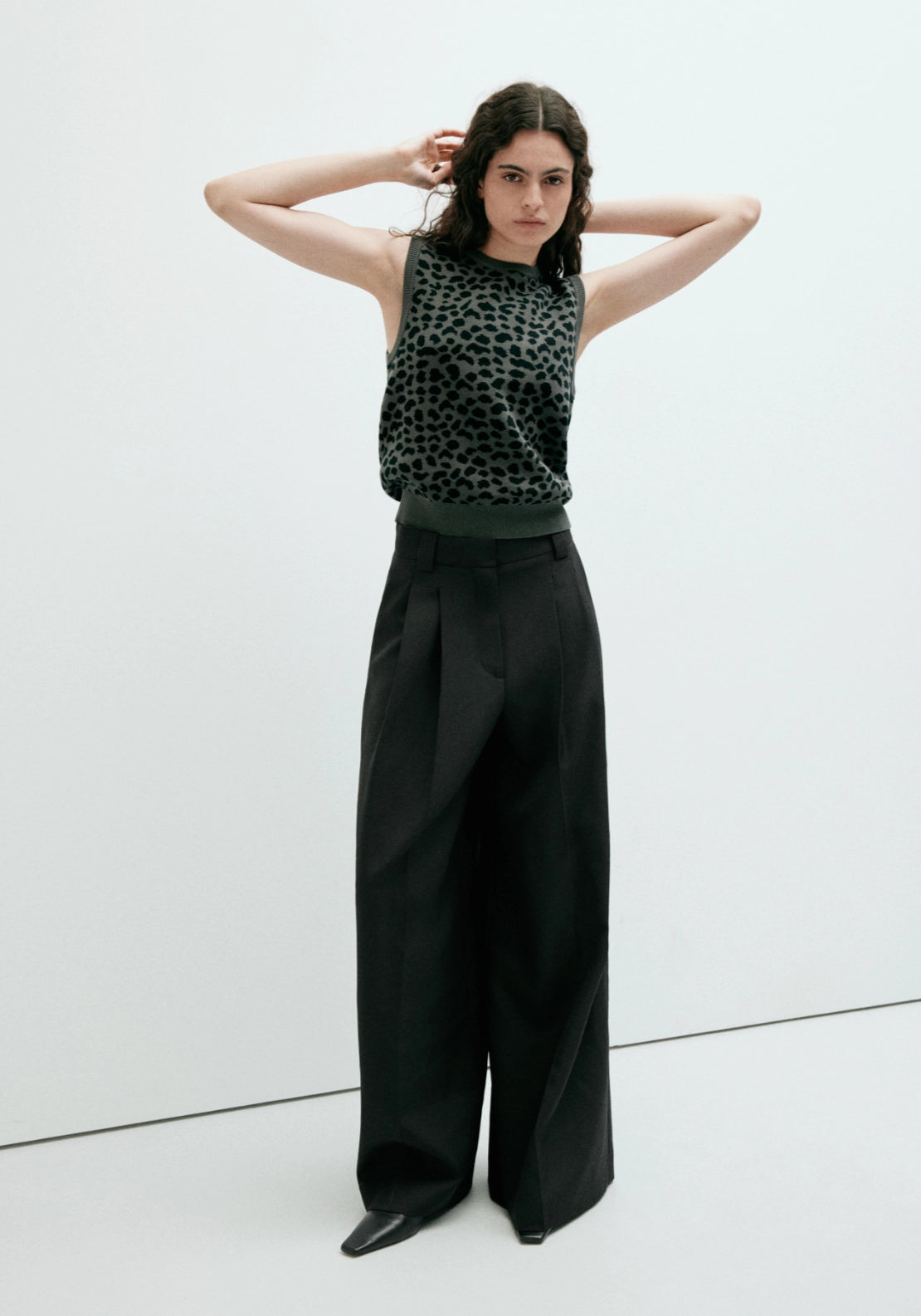 100% Cotton Printed Knit Top - Grey
