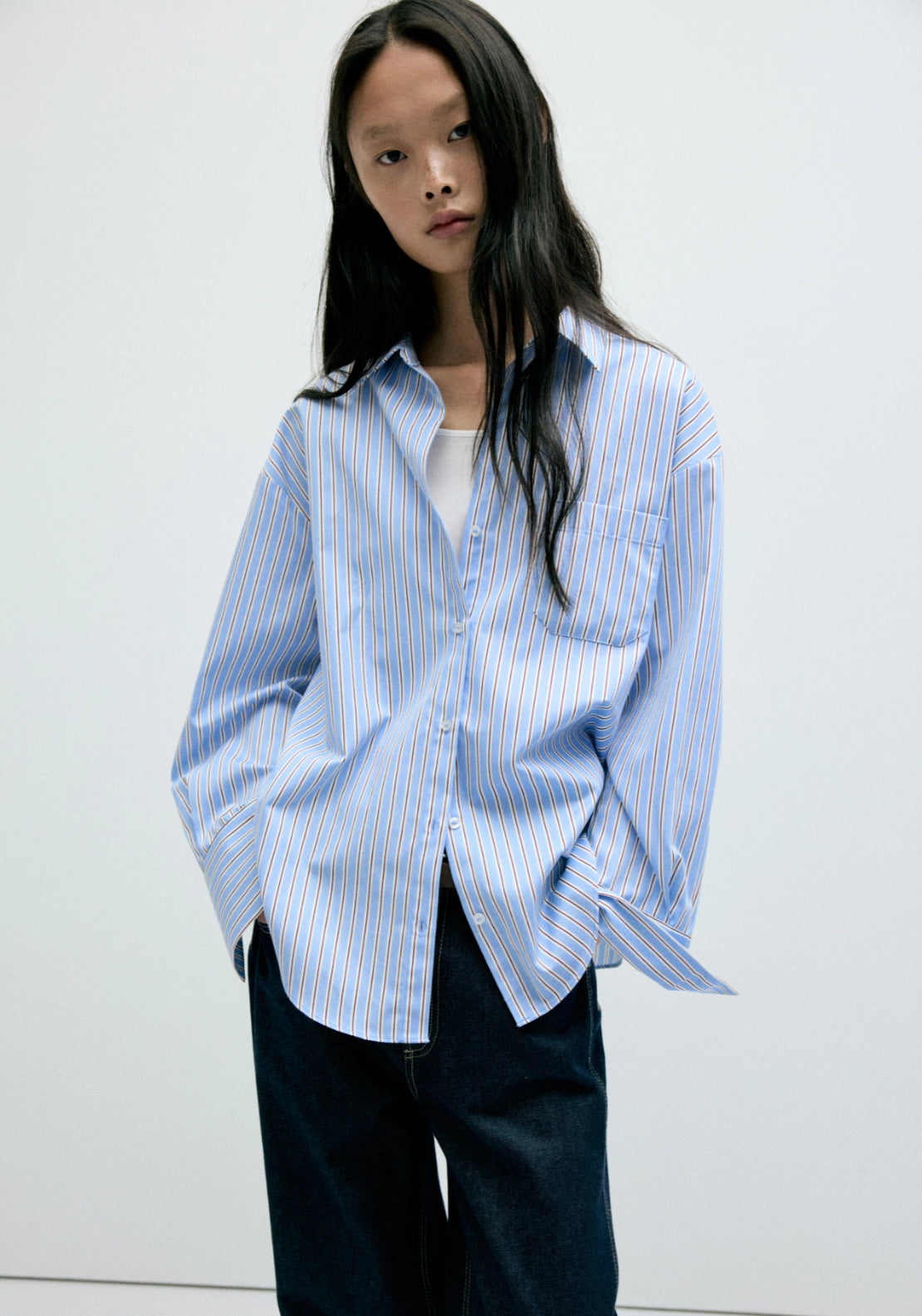 Striped Straight Shirt - Blue
