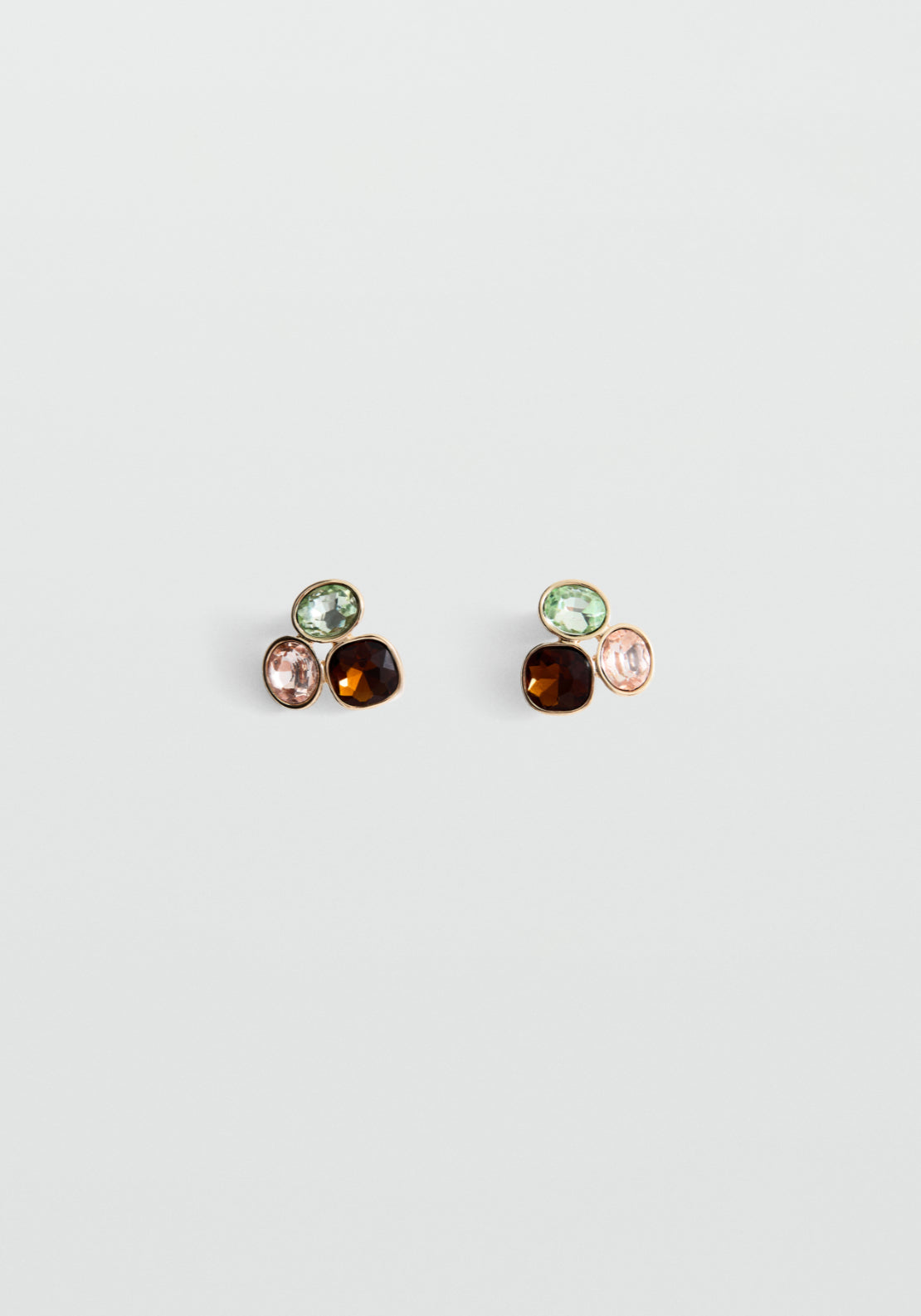Combined Crystal Earrings - Gold