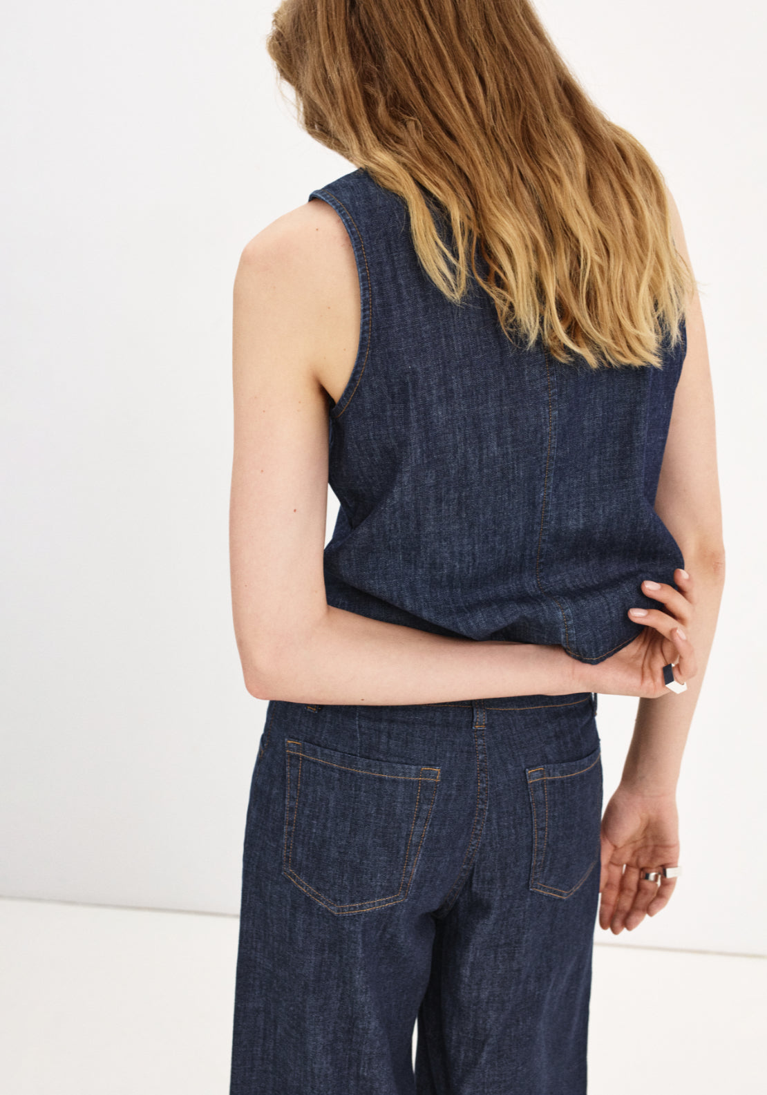Buttoned Denim Gilet - Denim Blue