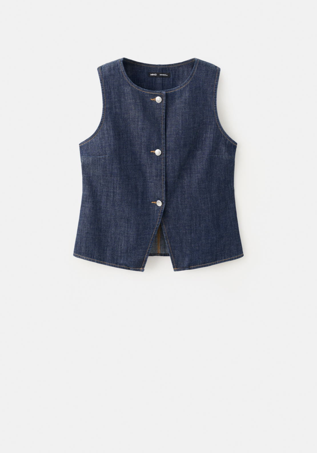 Buttoned Denim Gilet - Denim Blue