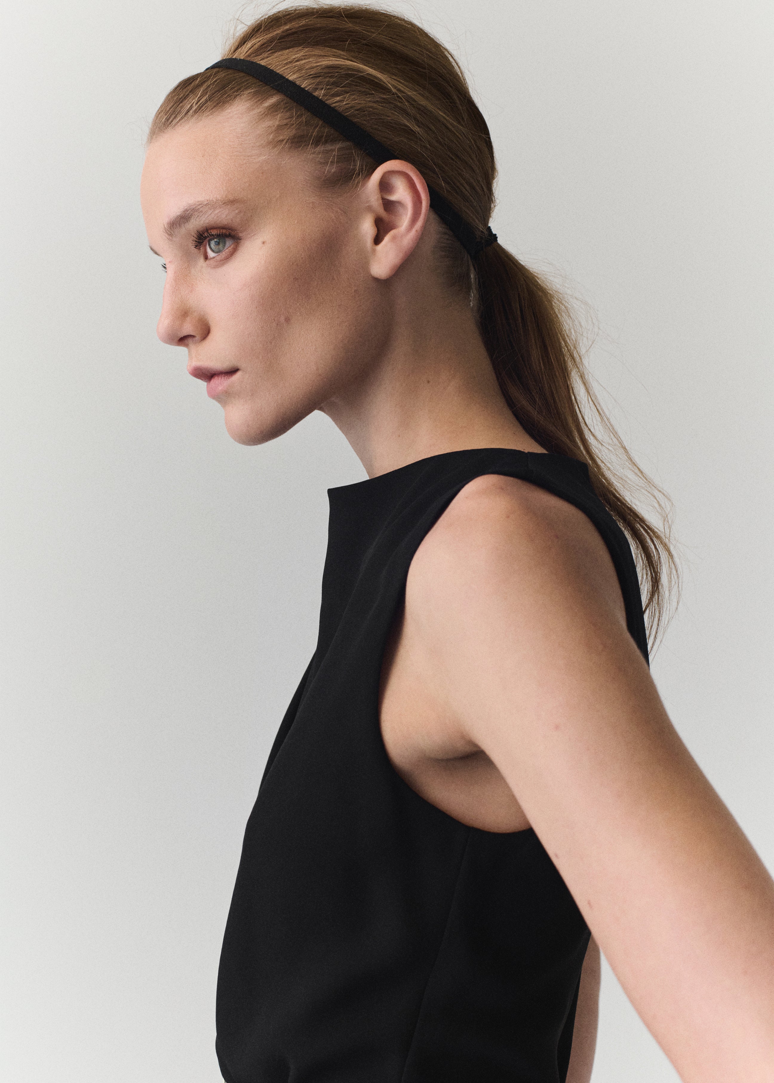 Straight Fit Boat Neck Jumpsuit With Belt - Black