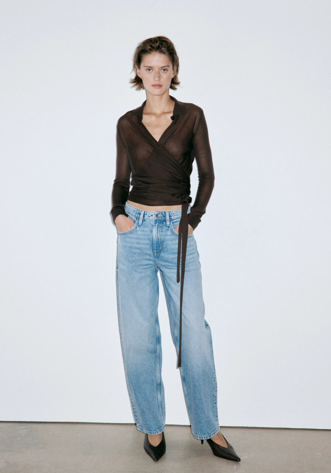 High Waisted Barrel Jeans - Denim Blue