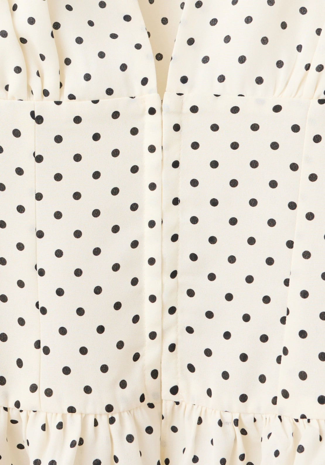 Polka Dot V-Neck Blouse - Cream