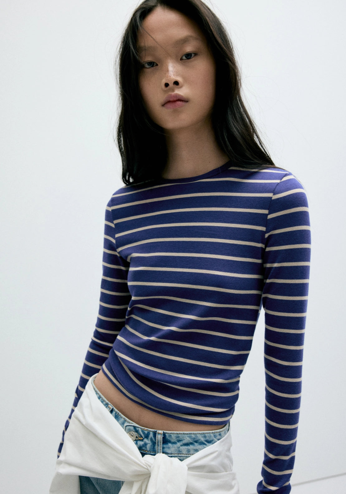 Long-Sleeved Striped T-Shirt - Blue