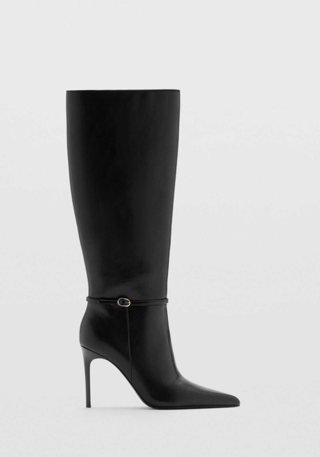 Buckle Knee-High Boots - Black