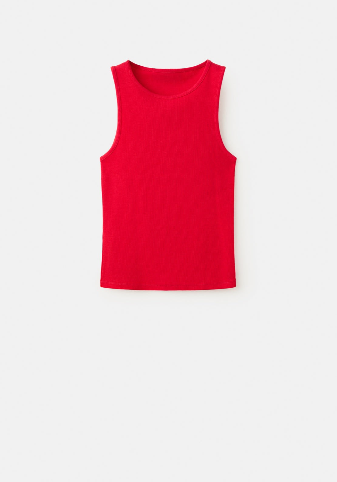 Mango Cotton Blend Ribbed Top - Red 5 Shaws Department Stores