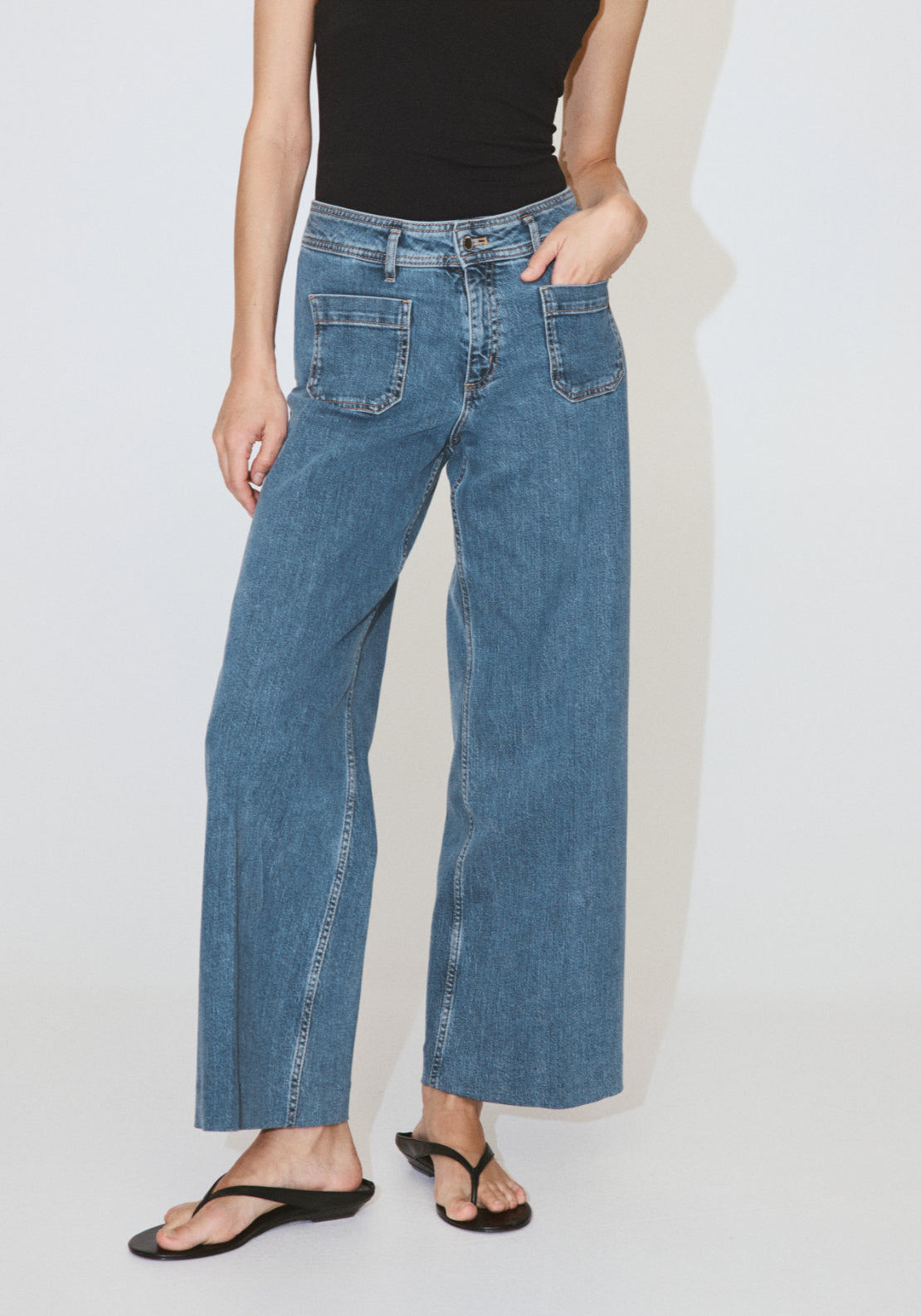 High Waisted Wideleg Jeans - Denim Blue