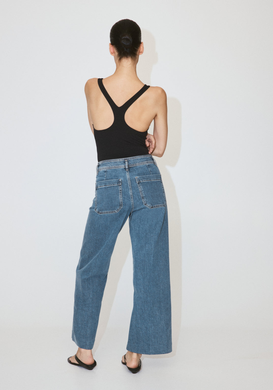 High Waisted Wideleg Jeans - Denim Blue