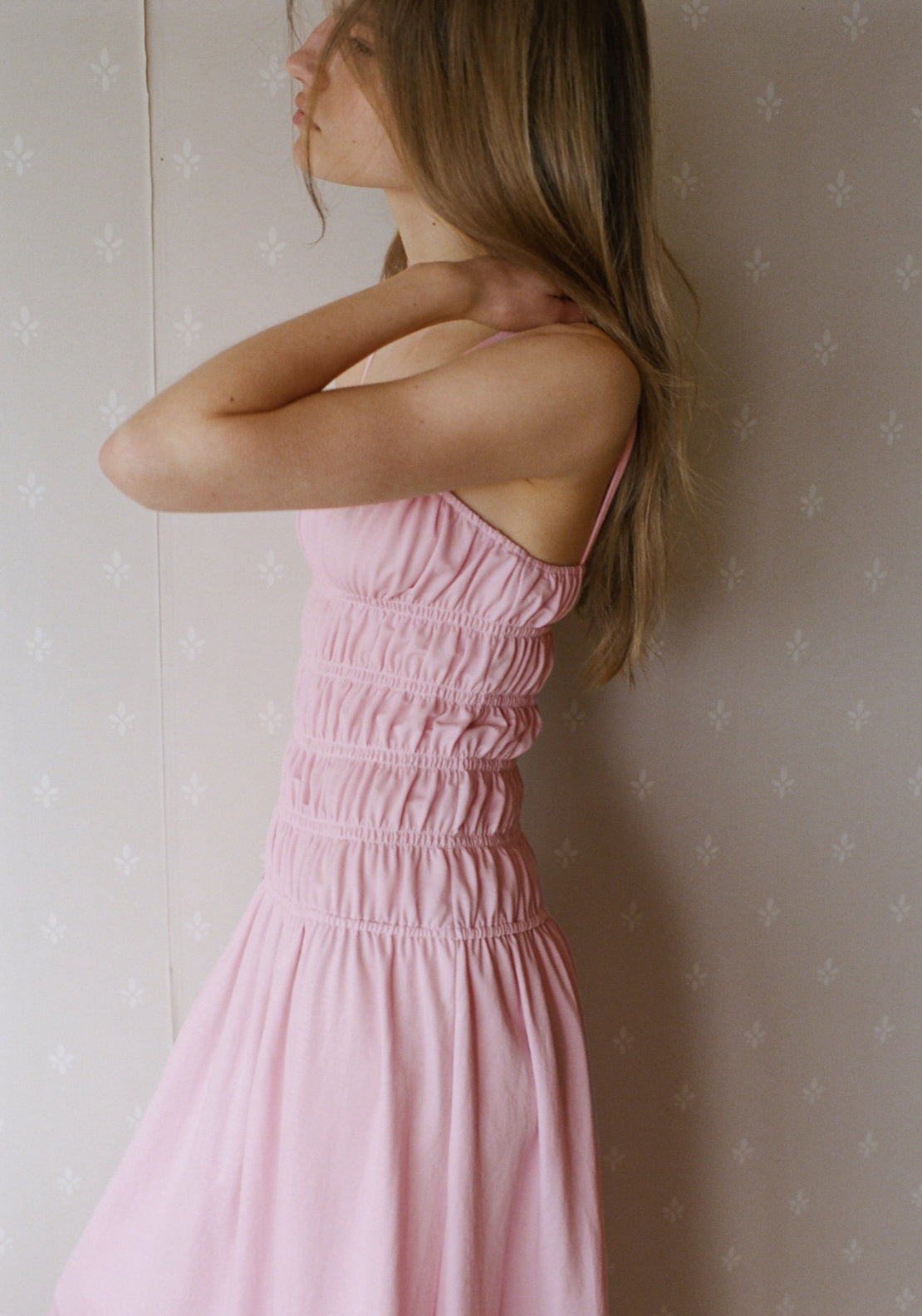 Ruched Long Dress - Pink