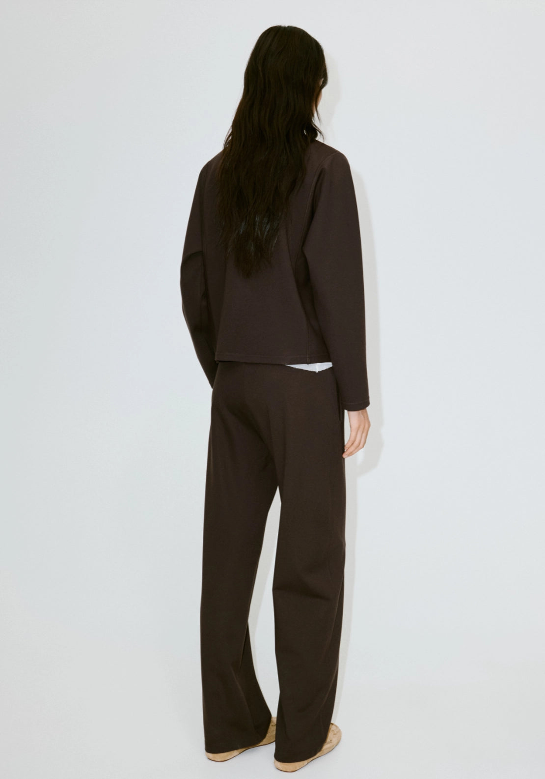 Fine Knit Straight Fit Trousers - Brown