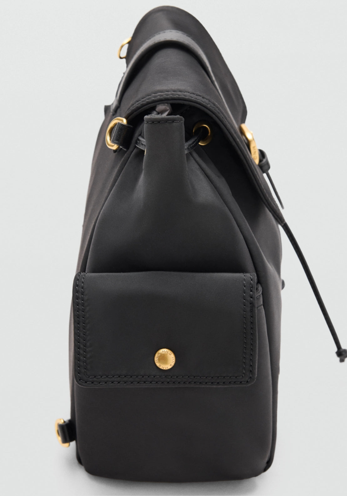 Pocket Backpack With Buckle - Black