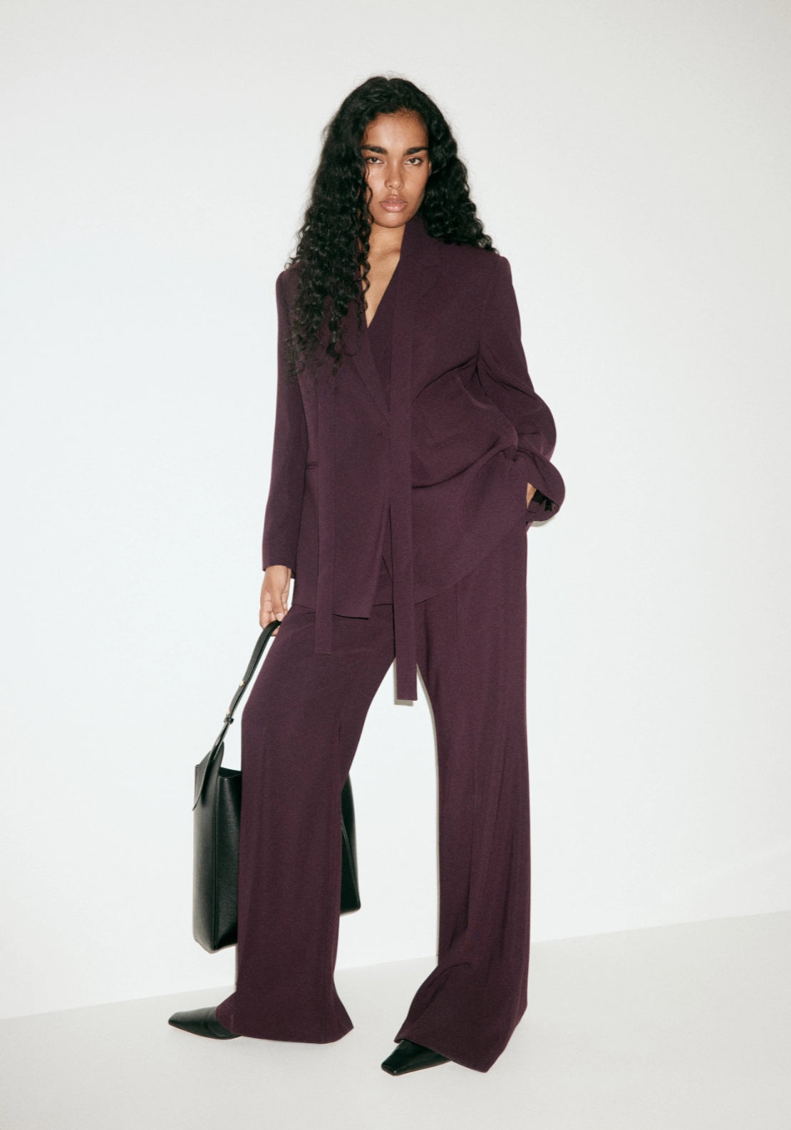 High Waist Suits Trousers - Burgundy