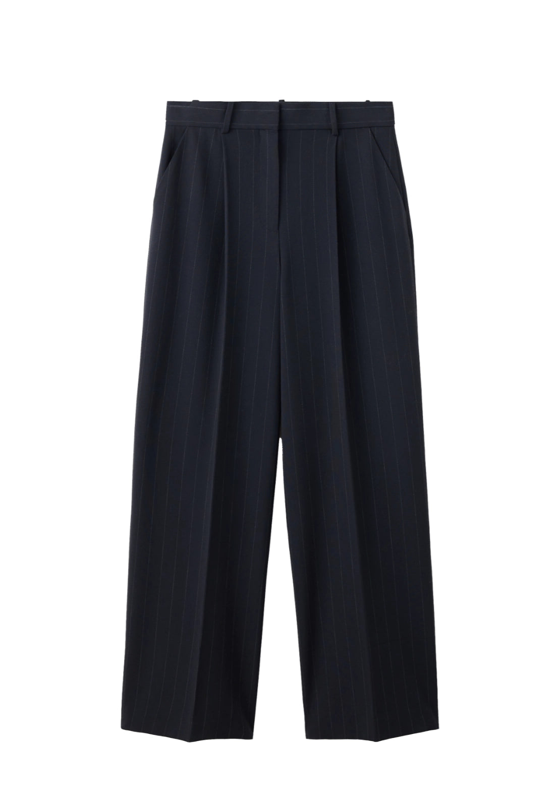 Pinstripe Pleated Trousers - Blue