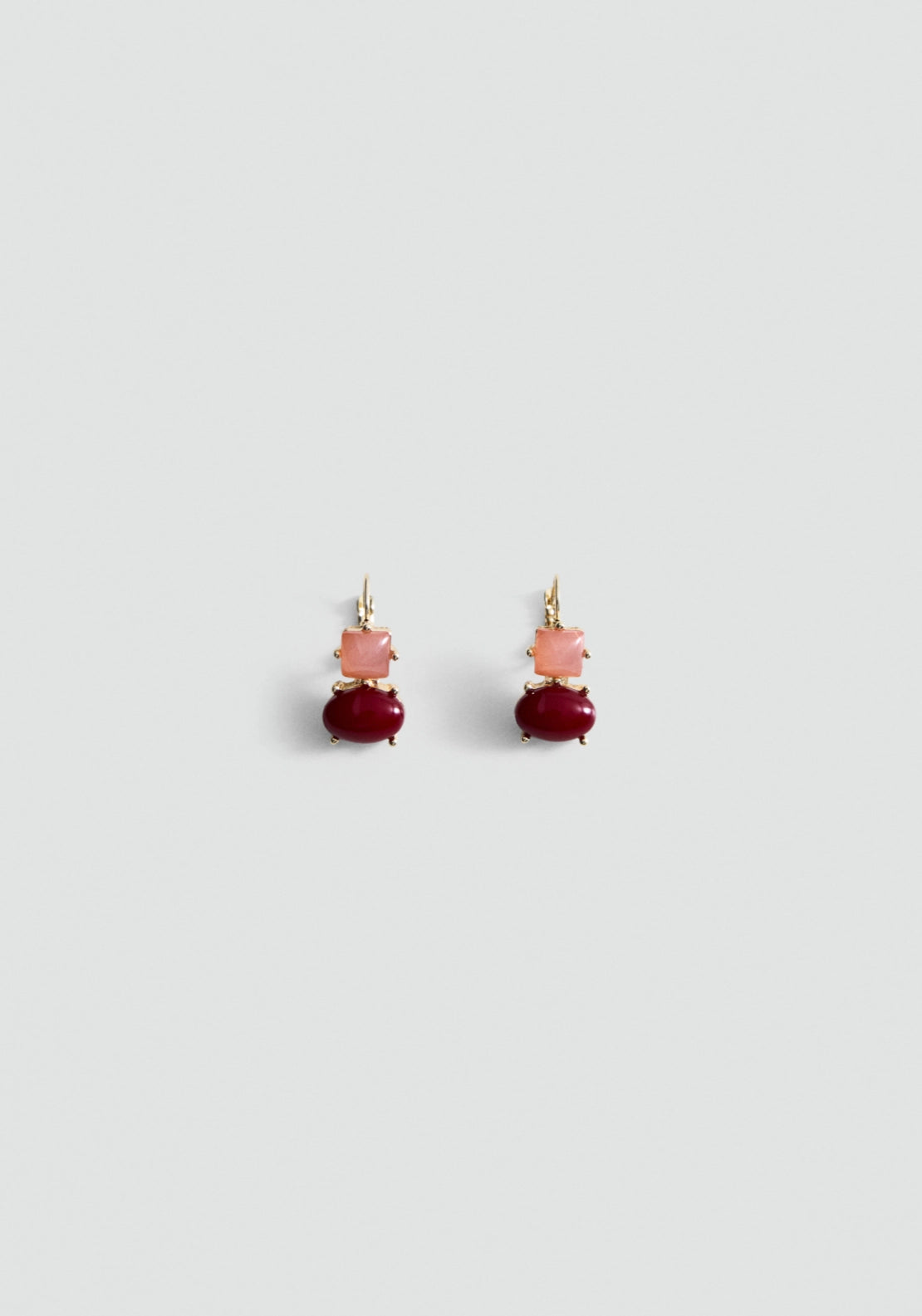 Stone Pendant Earrings - Gold