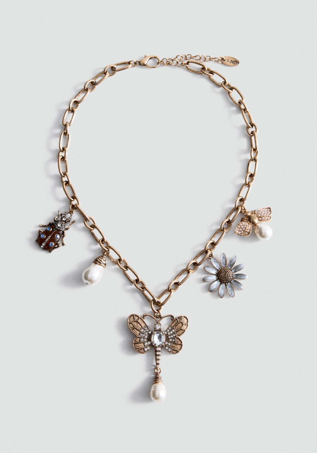 Modern Mixed Bead Necklace - Gold