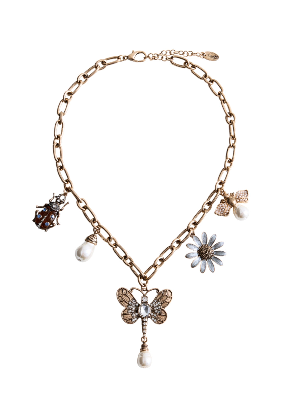 Modern Mixed Bead Necklace - Gold