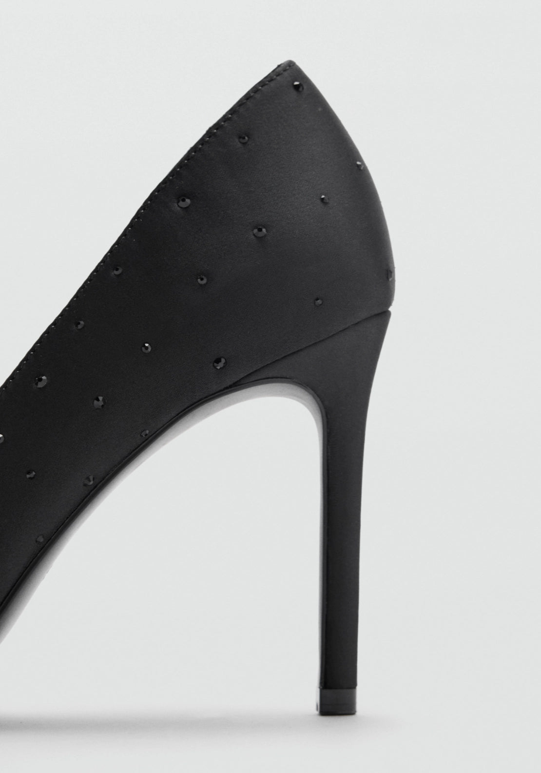 Stiletto Heel Shoe With Rhinestones - Black