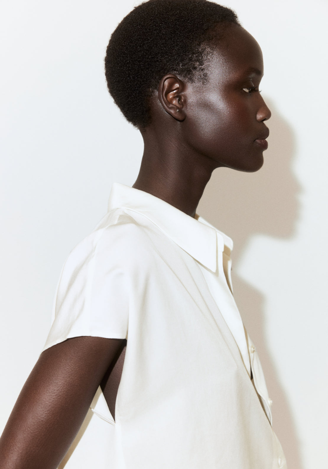 Short-Sleeved Lyocell Shirt - Cream