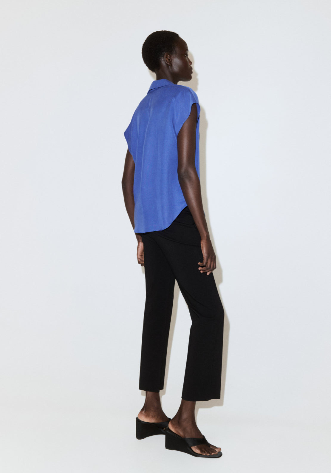 Short-Sleeved Lyocell Shirt - Blue